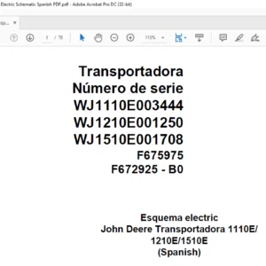 John Deere Transport 1110E 1210E 1510E F675975 Electric Schematic Spanish PDF