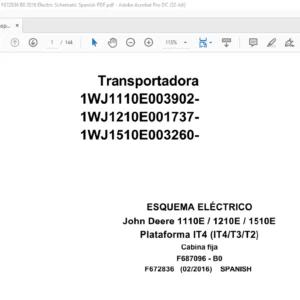 John Deere Transport 1110E 1210E 1510E Plaform F672836 B0 2016 Electric Schematic Spanish PDF