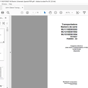 John Deere Transport 1110E F076037 A0 Electric Schematic Spanish PDF