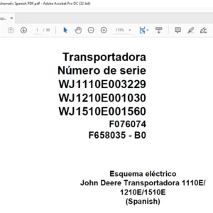 John Deere Transport 1110E F076074 B0 Electric Schematic Spanish PDF