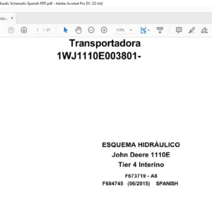 John Deere Transport 1110E F684745 A8 2015 Hydraulic Schematic Spanish PDF