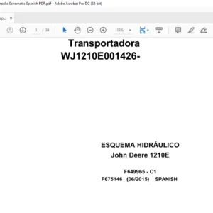 John Deere Transport 1210E F675146 C1 2015 Hydraulic Schematic Spanish PDF