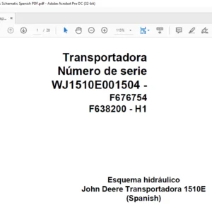 John Deere Transport 1510E F676754 H1 Hydraulic Schematic Spanish PDF
