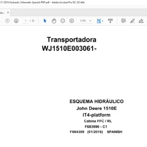 John Deere Transport 1510E IT4 Platform F684309 C1 2016 Hydraulic Schematic Spanish PDF