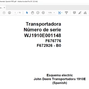 John Deere Transport 1910E F676776 B0 Electric Schematic Spanish PDF