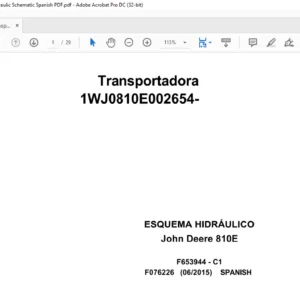 John Deere Transport 810E F076226 C1 2015 Hydraulic Schematic Spanish PDF