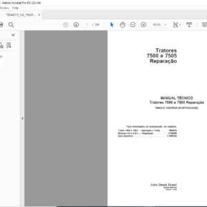 John Deere Tratores 7500 e 7505 Reparacao MANUAL TECNICO - PDF DOWNLOAD (Portuguese)