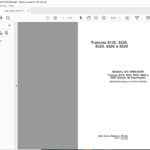 John Deere Tratores 8120 8220 8320 8420 e 8520 MANUAL DO OPERADOR - PDF DOWNLOAD (Portuguese)