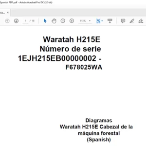 John Deere Waratah H215E F678025WA Diagram Spanish PDF