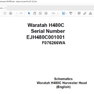 John Deere Waratah H480C Harvester Head Schematic Manual - PDF DOWNLOAD