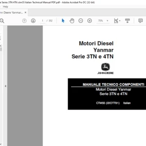 John Deere Yanmar Diesel Engine Series 3TN 4TN ctm55 Italian Technical Manual PDF