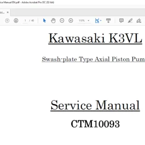 Kawasaki Axial Piston Pump K3Vl CTM10093 Service Manual EN - PDF DOWNLOAD