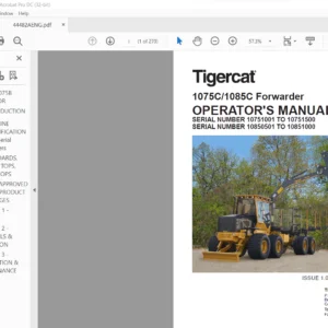 Tigercat 1075C 1085C Forwarder Operator's Manual - PDF DOWNLOAD