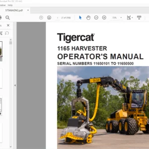 Tigercat 1165 HARVESTER OPERATOR'S MANUAL SN 11650101-11650500 - PDF DOWNLOAD