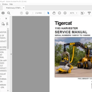 Tigercat 1165 HARVESTER SERVICE MANUAL SN 11650101-11650500 - PDF DOWNLOAD