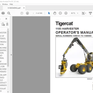 Tigercat 1185 HARVESTER OPERATOR'S MANUAL SN 11850101-11850500 - PDF DOWNLOAD