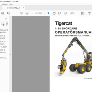 Tigercat 1185 SKÖRDARE OPERATÖRS MANUAL SN 11850101 TILL 11850500 - PDF DOWNLOAD(Swedish)