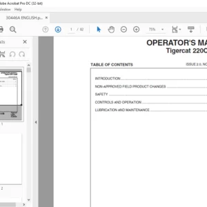 Tigercat 220C Loader OPERATOR'S MANUAL - PDF DOWNLOAD
