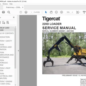 Tigercat 220D LOADER SERVICE MANUAL SN 2200601–2201000 - PDF DOWNLOAD