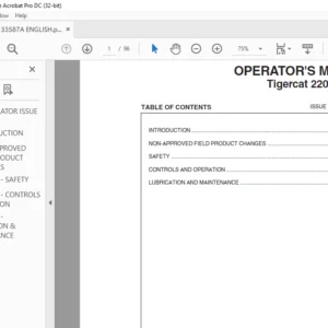 Tigercat 220D Loader OPERATOR'S MANUAL - PDF DOWNLOAD