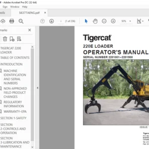 Tigercat 220E LOADER OPERATOR'S MANUAL SN 2201001–2201500 - PDF DOWNLOAD