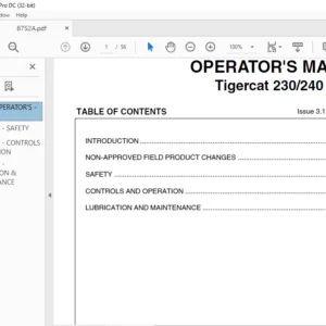 Tigercat 230 240 Loader OPERATOR'S MANUAL - PDF DOWNLOAD