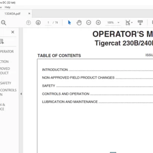 Tigercat 230B 240B Loader OPERATOR'S MANUAL - PDF DOWNLOAD