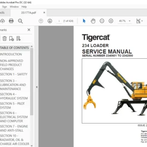 Tigercat 234 LOADER SERVICE MANUAL SN 2340601-2342000 - PDF DOWNLOAD