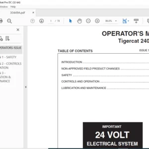 Tigercat 240C Loader Operator's Manual - PDF DOWNLOAD