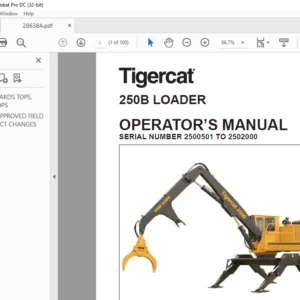 Tigercat 250B LOADER OPERATOR’S MANUAL SN 2500501 - 2502000 - PDF DOWNLOAD