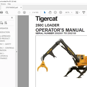 Tigercat 250C LOADER OPERATOR'S MANUAL SN 2502001-2502100 - PDF DOWNLOAD