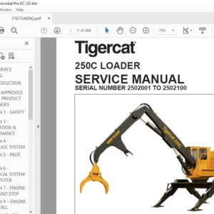 Tigercat 250C LOADER SERVICE MANUAL Sn 2502001-2502100 - PDF DOWNLOAD