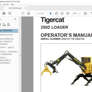 Tigercat 250D LOADER OPERATOR’S MANUAL SN 2502101-2502150 - PDF DOWNLOAD