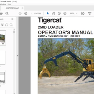 Tigercat 250D LOADER OPERATOR'S MANUAL SN 2504001–2504500 - PDF DOWNLOAD