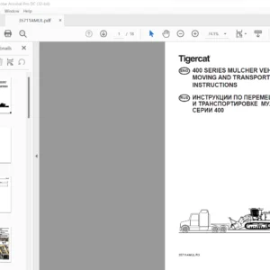 Tigercat 400 SERIES MULCHER VEHICLE MOVING & TRANSPORTING INSTRUCTIONS MANUAL - PDF DOWNLOAD