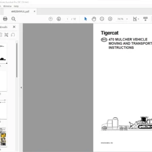 Tigercat 470 MULCHER VEHICLE MOVING AND TRANSPORTING INSTRUCTIONS MANUAL