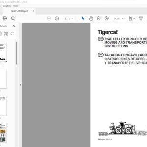 Tigercat 724E FELLER BUNCHER VEHICLE MOVING AND TRANSPORTING INSTRUCTIONS MANUAL