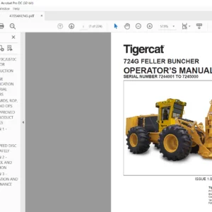 Tigercat 724G FELLER BUNCHER Operator's Manual SN 7244001 - 7245000 - PDF DOWNLOAD