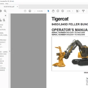 Tigercat 845D L845D FELLER BUNCHER OPERATOR’S MANUAL - PDF DOWNLOAD