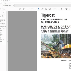 Tigercat ABATTEUSE-EMPILEUSE 860C 870C L870C MANUEL DE L'OPÉRATEUR - PDF DOWNLOAD (French)