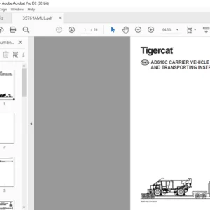 Tigercat AD610C CARRIER VEHICLE MOVING AND TRANSPORTING INSTRUCTIONS MANUAL