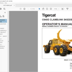 Tigercat C640E CLAMBUNK SKIDDER OPERATOR’S MANUAL Sn 6402001 - 6402500 - PDF DOWNLOAD