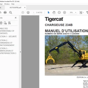 Tigercat CHARGEUSE 234B MANUEL D’UTILISATION NUMÉRO DE SÉRIE 2342101 À 2343000 - PDF DOWNLOAD (FRENCH)