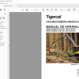 Tigercat COLHEITADEIRA H845C LH845C MANUAL DE OPERAÇÃO - PDF DOWNLOAD (Portuguese)