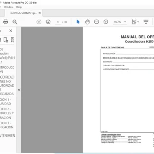 Tigercat Cosechadora H250B MANUAL DEL OPERADOR - PDF DOWNLOAD (Spanish)