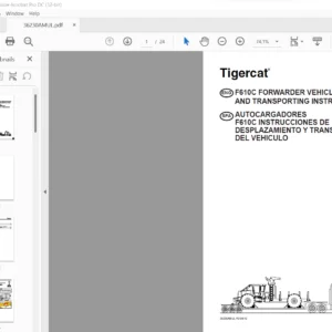 Tigercat F610C FORWARDER VEHICLE MOVING & TRANSPORTING INSTRUCTIONS MANUAL