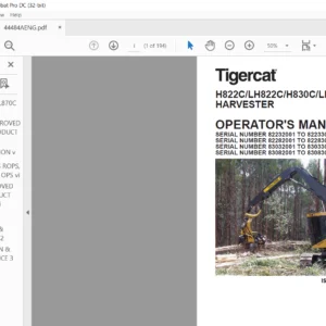 Tigercat H822C LH822C H830C LH830C Harvester Operator's Manual - PDF DOWNLOAD