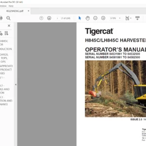 Tigercat H845C LH845C HARVESTER OPERATOR’S MANUAL - PDF DOWNLOAD