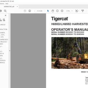 Tigercat H855D LH855D HARVESTER Operator's Manual - PDF DOWNLOAD