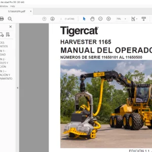 Tigercat HARVESTER 1165 MANUAL DEL OPERADOR NÚMEROS DE SERIE 11650101-11650500 - PDF DOWNLOAD(SPANISH)